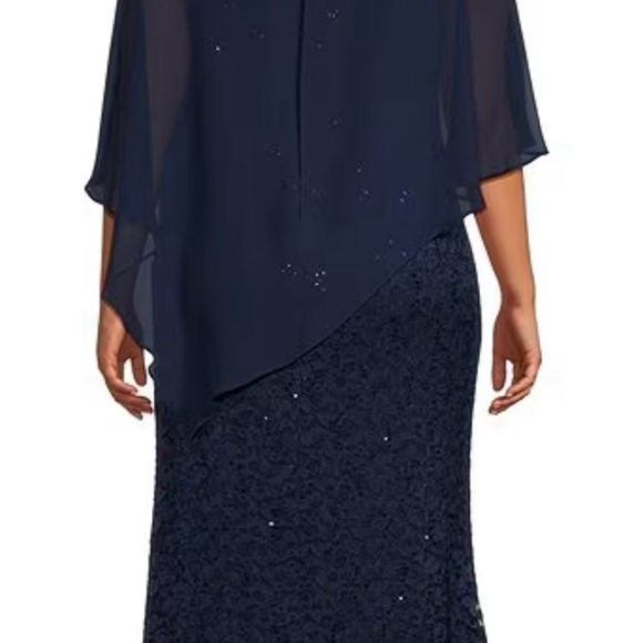 SLNY Plus Size Round Neck Beaded Sequin Long Dress, Size 22W, NWT, Navy Blue - Picture 2 of 6